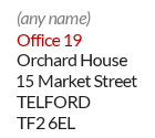 Example of a business mailbox ID address in the UK Midlands