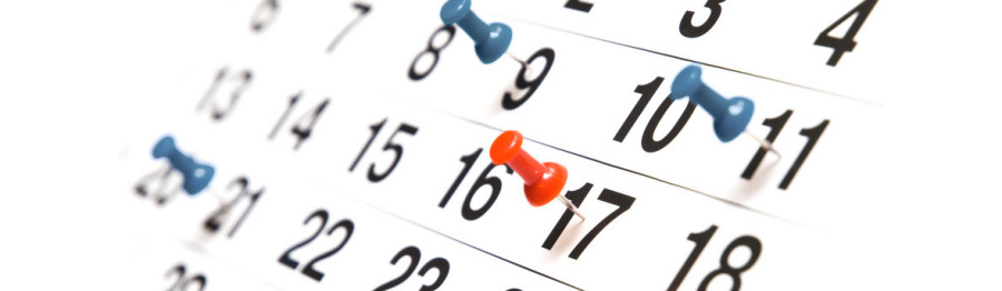 Calendar showing mail forwarding scheduled dates