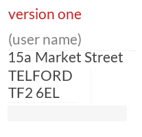 UK address example for a private mailbox account in the West Midlands